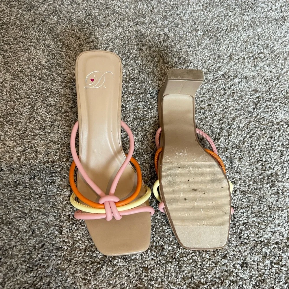 Kitten heels / orange, pink, yellow - Picture 3 of 3